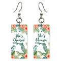 Tropical Frame Gator — She's Choosing earrings, shown as a pair