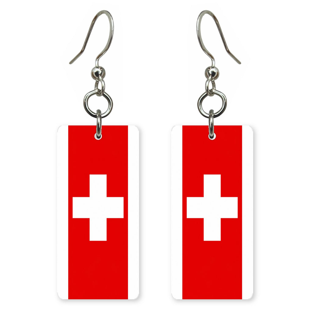 She's Choosing Country Earrings | Switzerland Flag | SCC4