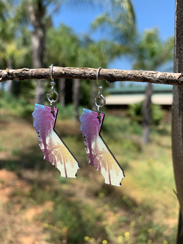 California Palm Tree State Earrings - T006