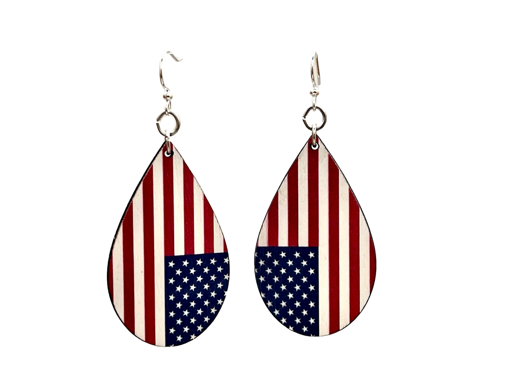 American Flag Drop Earrings #T178