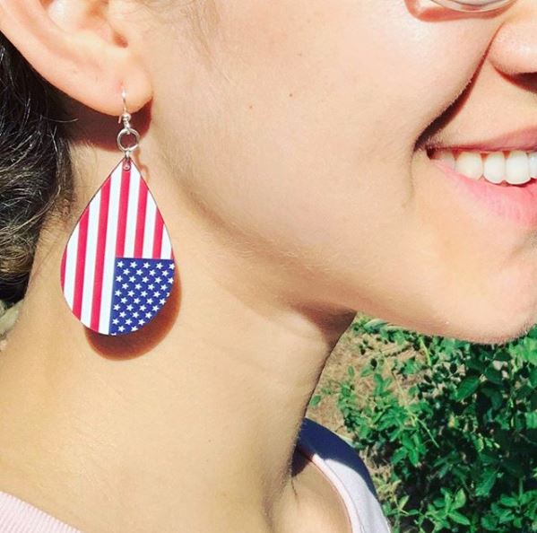 American Flag Drop Earrings #T178