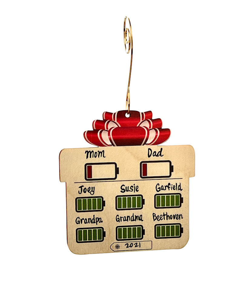 Low Battery Present Ornament #T228