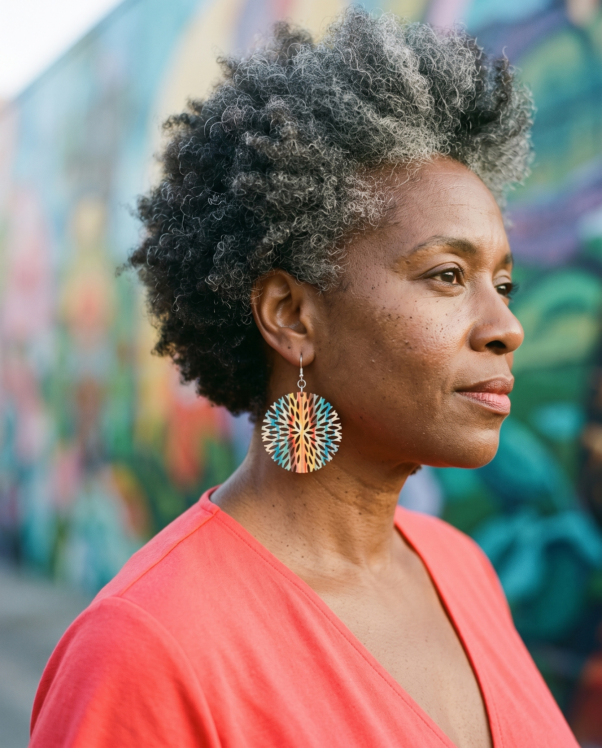 Sunsetting Bloom Earrings #1696 shown on model