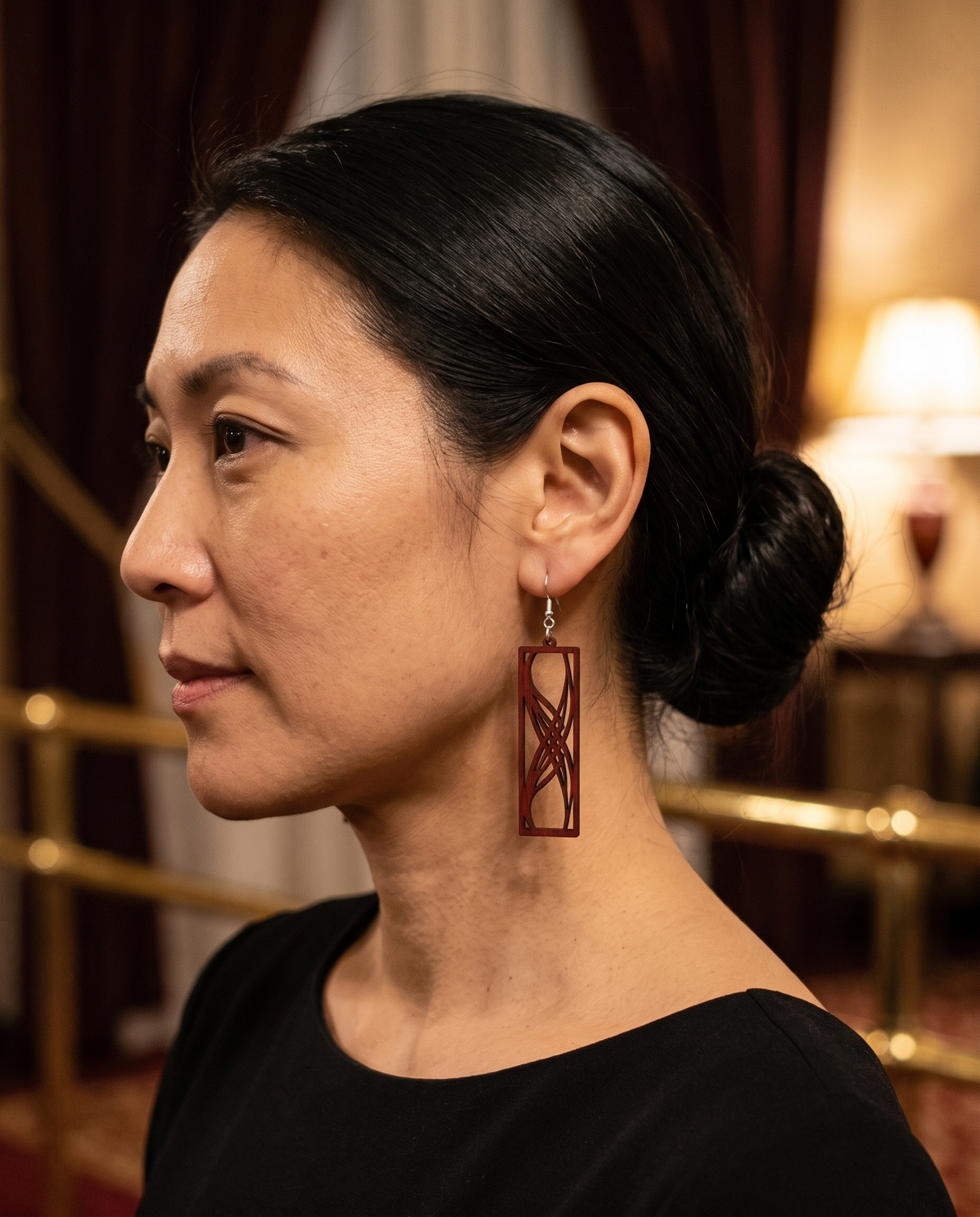 Rectangular Elegance Earrings #1365 shown on model