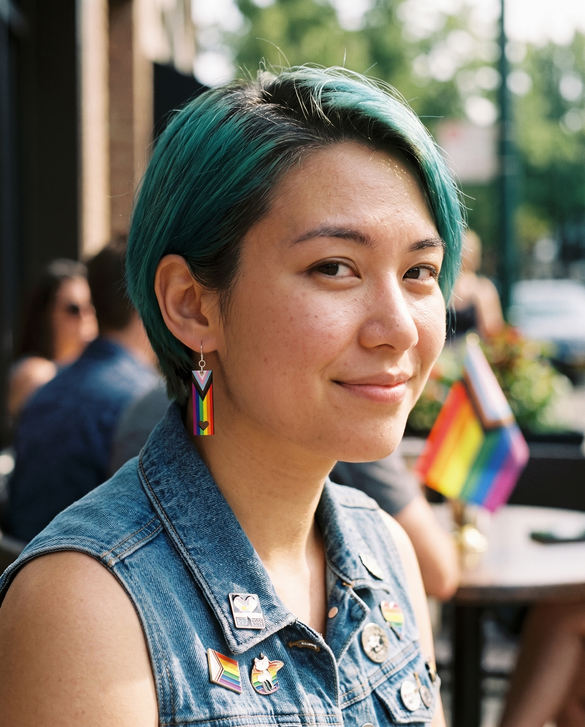 Inclusive Pride Earrings #1668 shown on model