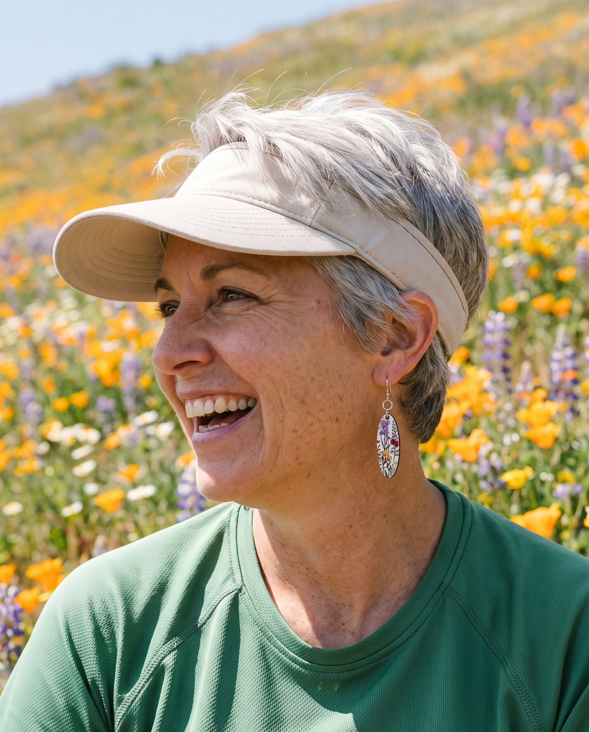 California Wild Flowers Blossom Earrings #164 shown on model
