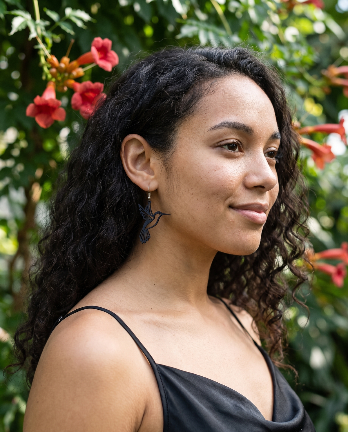 Hummingbird Earrings #1269 shown on model