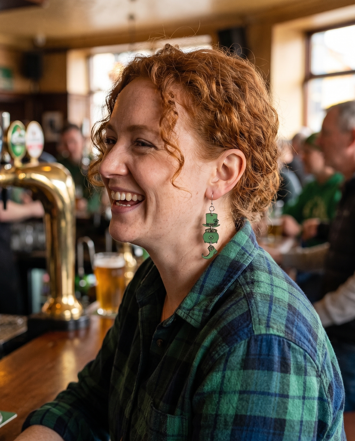 Leprechaun Earrings #1685 shown on model