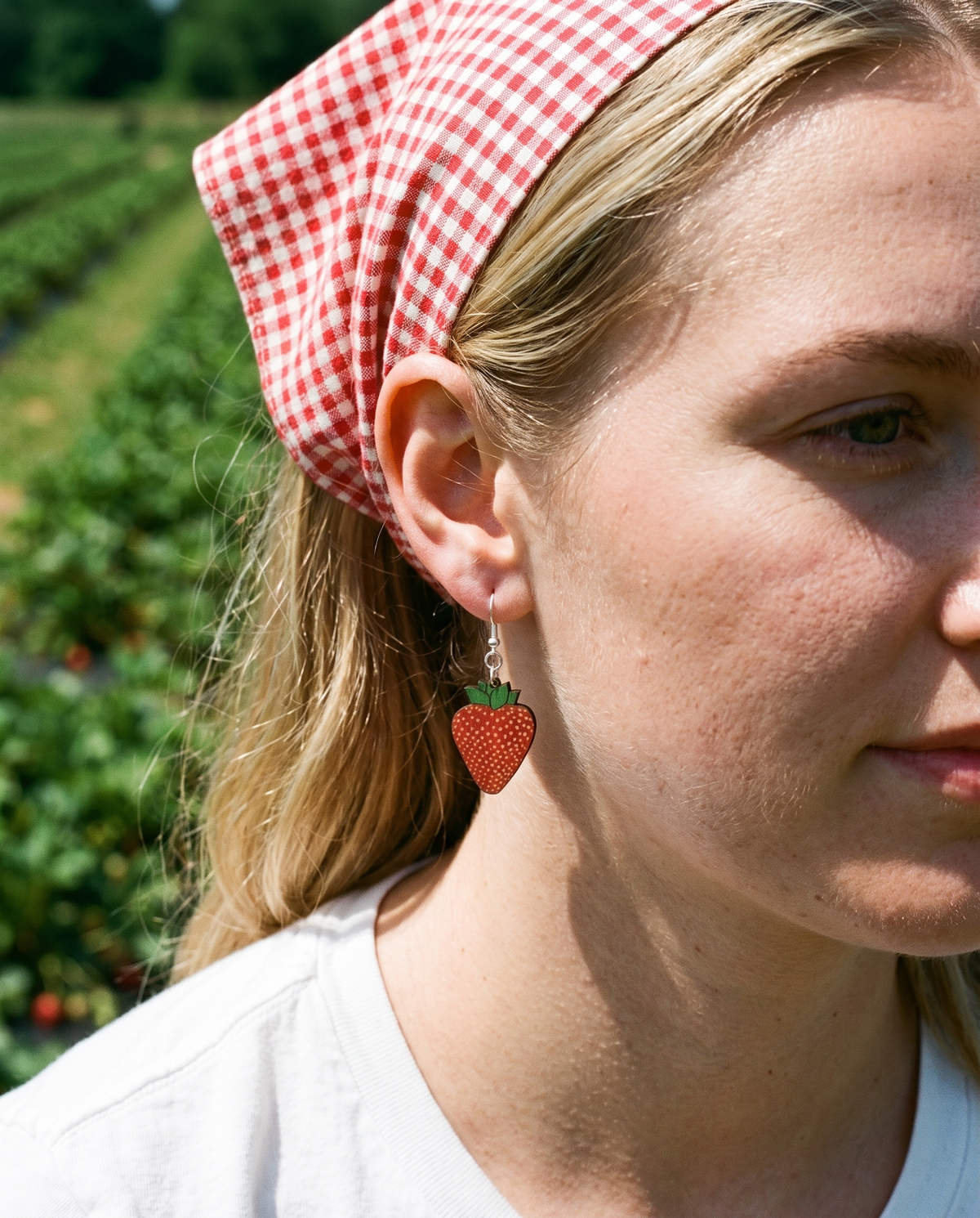 Strawberry Earrings # 1477 shown on model