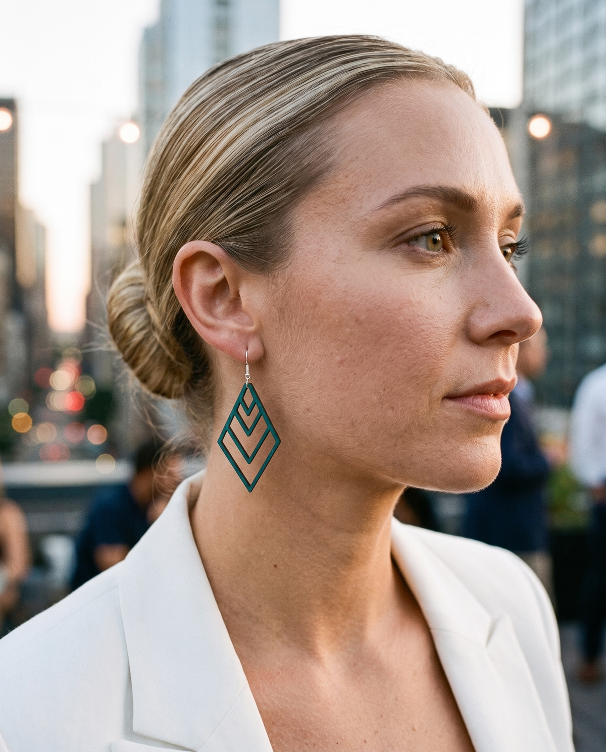 Upside-down Fountain Pyramid Earrings # 1450 shown on model