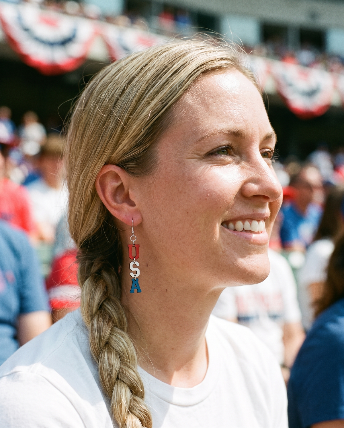 USA Earrings #1802 shown on model