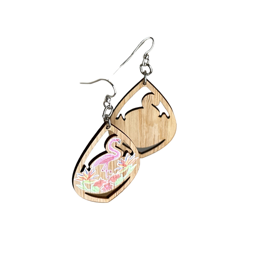 Tropicana Flamingo Bamboo Earrings #906