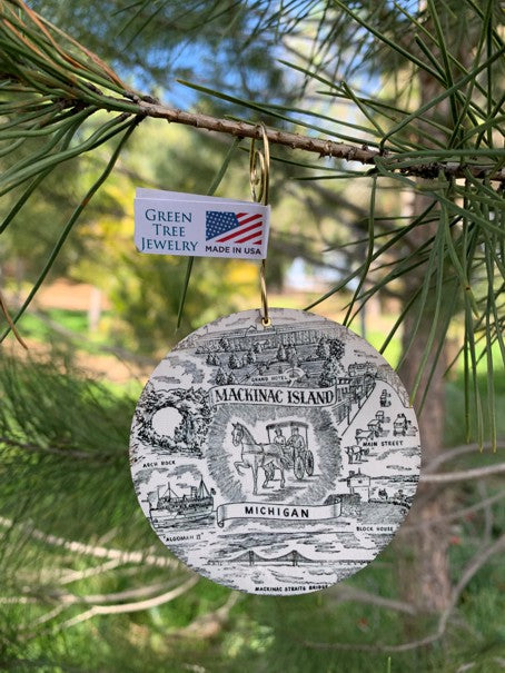 Mackinac Island Map Ornament #S979