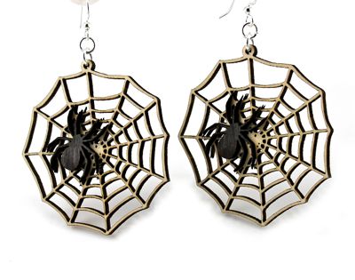 Spider Web Wood Earrings made from Eco Friendly Wood