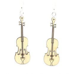 Natural wood violin earring