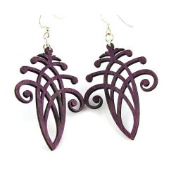 Purple acorn wood earrings