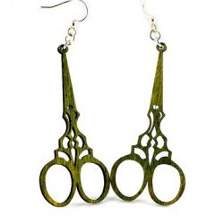 Apple Green Scissor Wood earrings