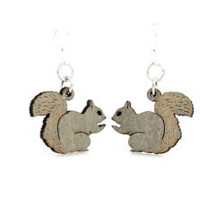 Gray squirrel wood earrings