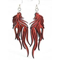 Cherry Red Flame Wood Earrings