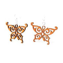 Tangerine Butterfly Wood Earrings