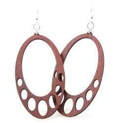 Cinnamon hanging oval wood earrings