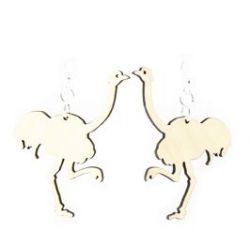 Natural Wood Ostrich Earrings