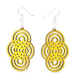 Yellow overlapping circle wood earrings