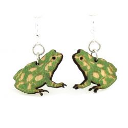 Green Frog Wood Earrings