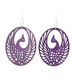 Purple Phoenix Wood Earrings
