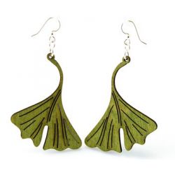 Apple green ginkgo leaf wood earrings