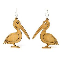 Tan pelican wood earrings
