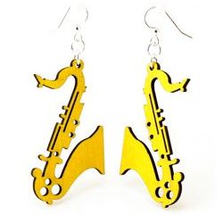 Yellow saxaphone earrings