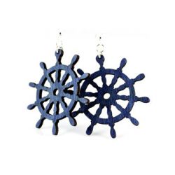 Royal Blue Ship Wheel Earrings