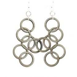 Gray interlocking circle wood earrings