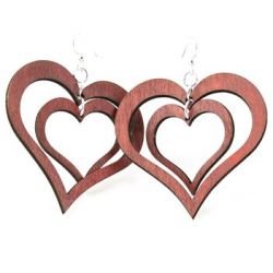 double heart wood earrings