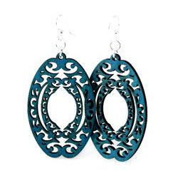 decorative oval wood earrings