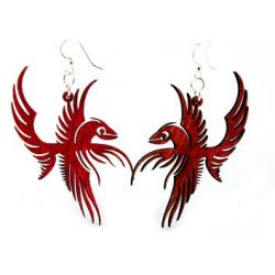 phoenix bird wood earrings