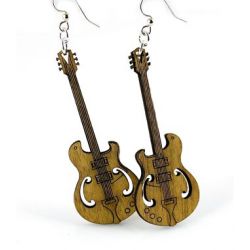Cinnamon Electric Guitar Wood Earrings