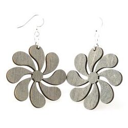 Gray inside flower wood earrings