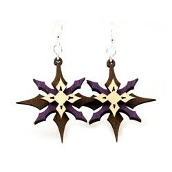 Layered star wood earrings