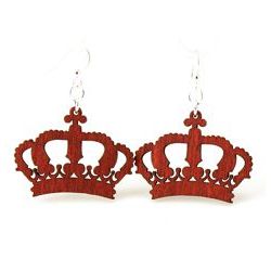 Cherry red crown wood earrings