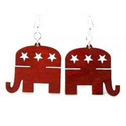 republican elephant wood earrings