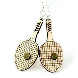tennis racquet wood earrings
