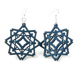 Royal blue diamond snowflake wood earring