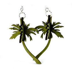 green 3d palm tree earrings