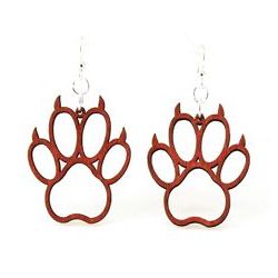 Cherry red bear claw wood earrings