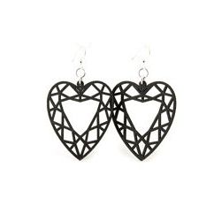 Black guarded heart wood earrings