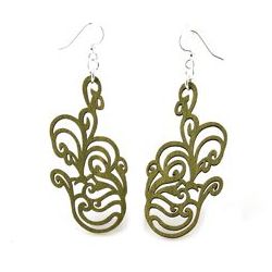 Green jumbled flower wood earrings