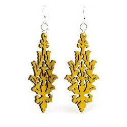 Yellow Leaf Cluster Wood Earrings