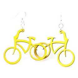 Yellow bicycle earrings